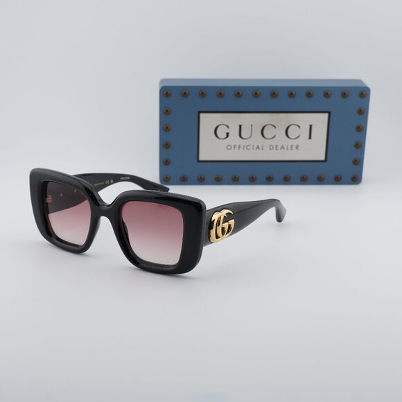 Gucci GG1975S 001 Square Sunglasses – Shiny Black/Red Gradient